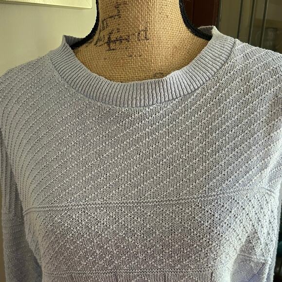 Vintage Gloria Vanderbilt Knit Sweater Size L Lilac Pointelle Crewneck Women 80s - Picture 5 of 16